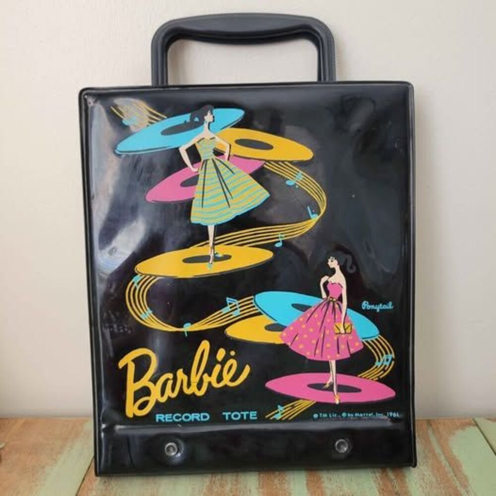 Barbie Record Tote with 9 45 Vinyl records! 🎀